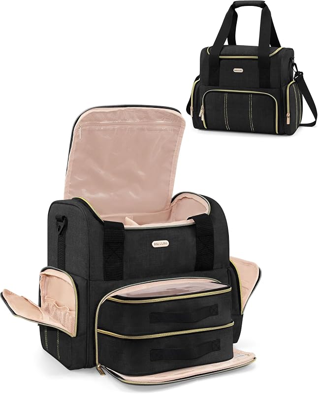 Necessaire de viagem BALULHG com 2 estojos removíveis, compartimentos duplos e alça para bagagem