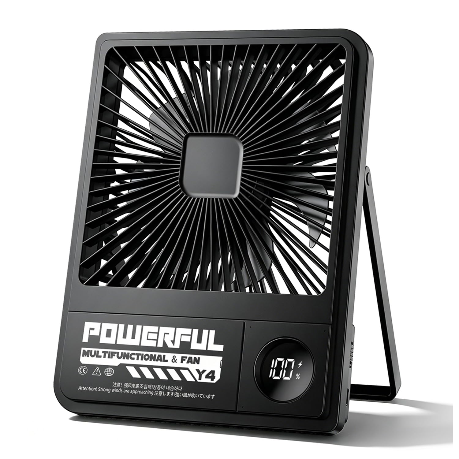 Ventilatore da Campeggio Ultrasottile da 10000 mAh, Ventilatore da Tavolo da 8", Dotato di Batteria, Supporto e Schermo Multifunzionali, Durata Della Batteria Fino a 24 ore, Adatto per Viaggi, Ufficio