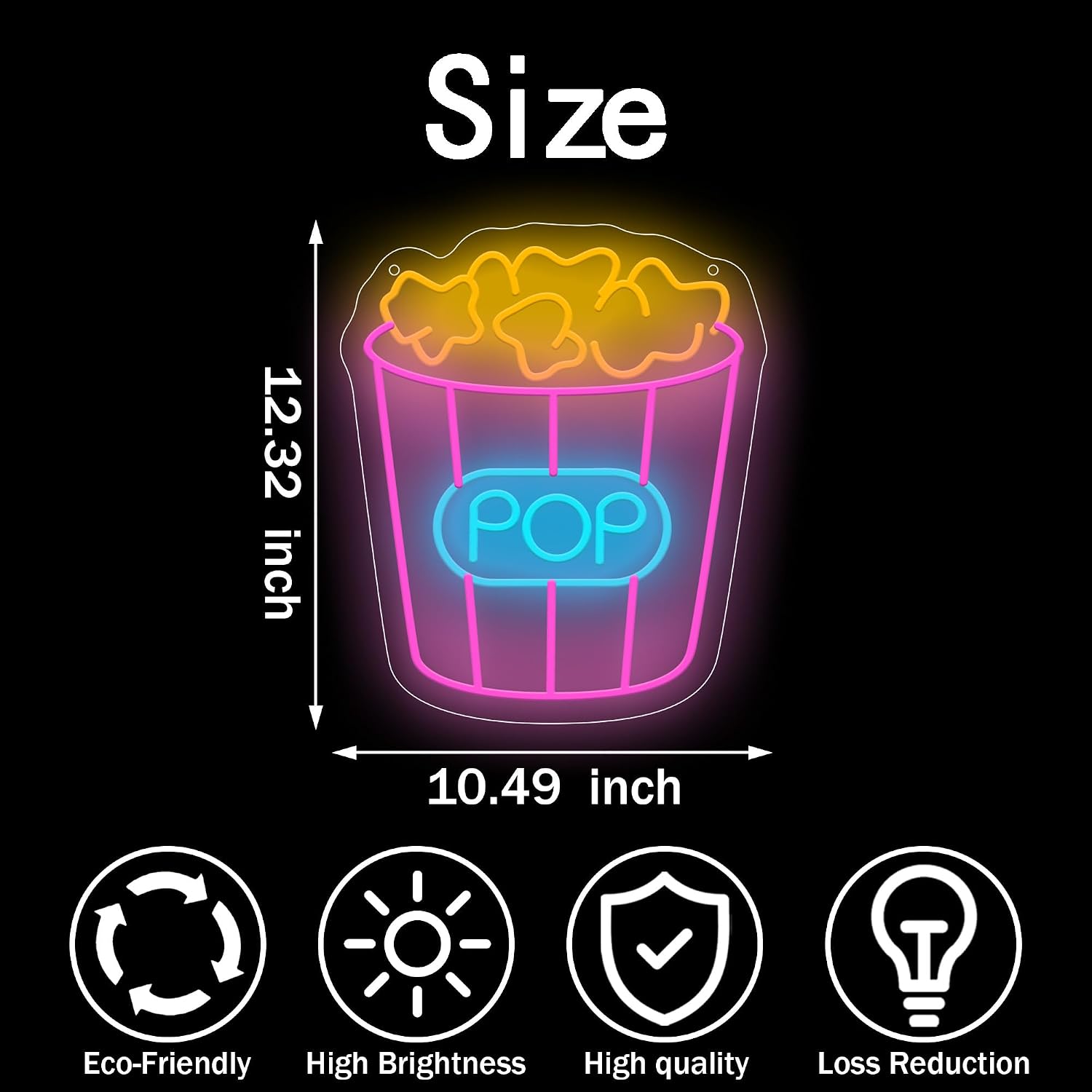 Popcorn Neon Sign for Movie Room Decor, LED Popcorn Sign for Home Theater, Bedroom, Bar, Game Room, Fun Popcorn Decorations and Popcorn Decor Wall Light for Cinema-Themed Spaces