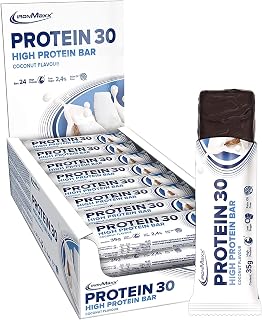 IronMaxx Proteína 30 Barrita Proteica Coco 24 x 35 g | Alto Contenido en Proteínas | Bajo en Azúcar | Sin Gluten | Sin Aceite de Palma