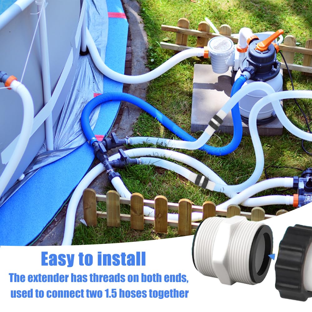 Connettore Per Tubo Piscina 38mm A 2 Vie, Adattatore Per Intex E Coleman Con Anelli A L