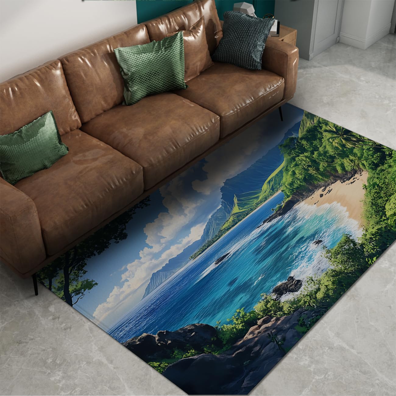 Tapis poil ras antidérapant pour salon facile à nettoyer