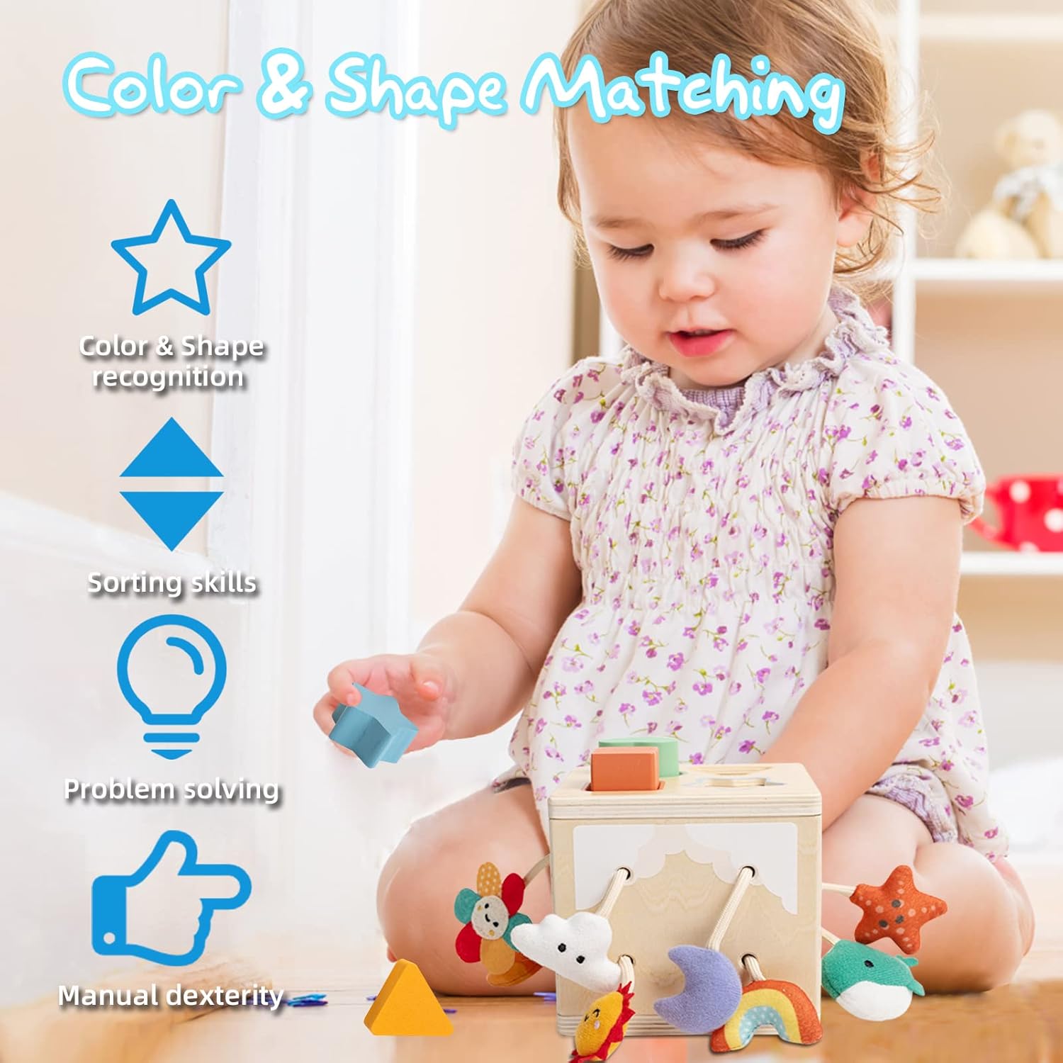Pull String Activity Toy, Montessori Toys for Babies 6-12 Months, Wooden Activity Cube Baby Sensory Toys for 1 Year Old Boy Girl, Early Learning Baby Infant Toy 6 to 12 Months - Image 4