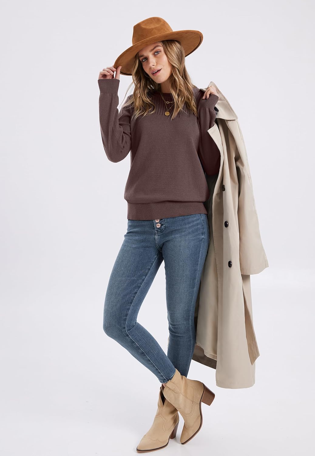 XIEERDUO Sweaters for Women Long Sleeve Shirts Round Neck Ribbed Knit Pullover Sweater Fashion Clothing - Image 4