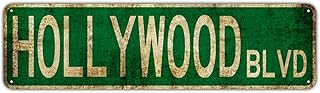 Hollywood BLVD Decor Wall Man Cave Bar Street Rustic Vintage Retro Metal Sign 16"x4"