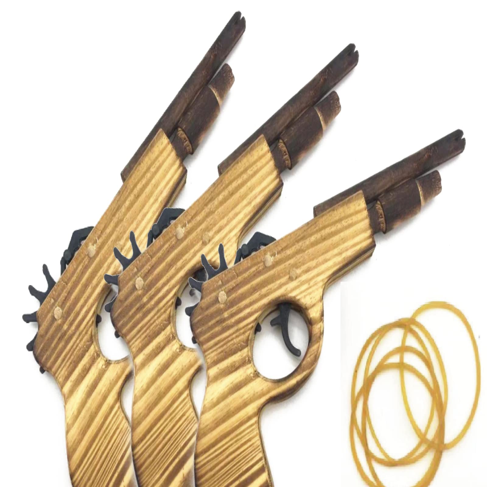 Amazon | シンプルチョコ 木製 ゴム鉄砲 3個セット おもちゃ 輪ゴム付