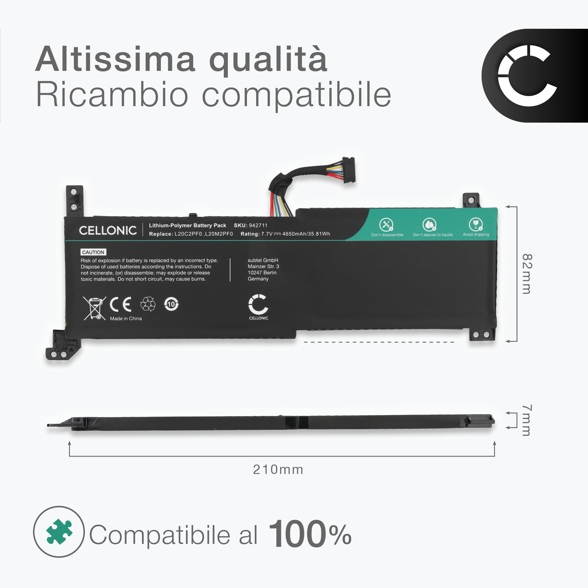 CELLONIC Batteria compatibile con Lenovo IdeaPad 3 15ITL6, 15ALC6, L20L2PF0