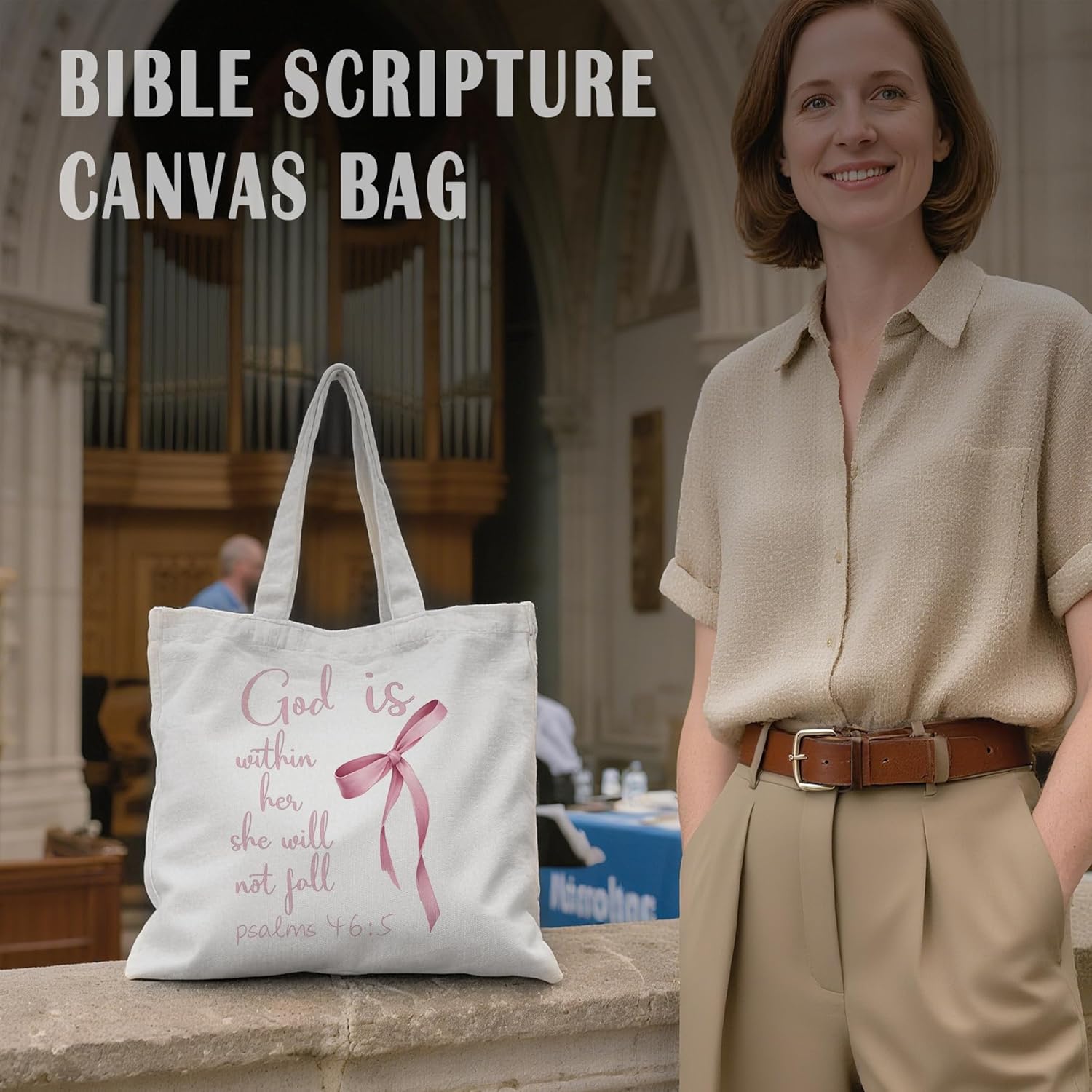 Christian Bible Verse Tote for Women, Faith-Inspired Reusable Canvas Gift for Church & Daily Use - Image 5