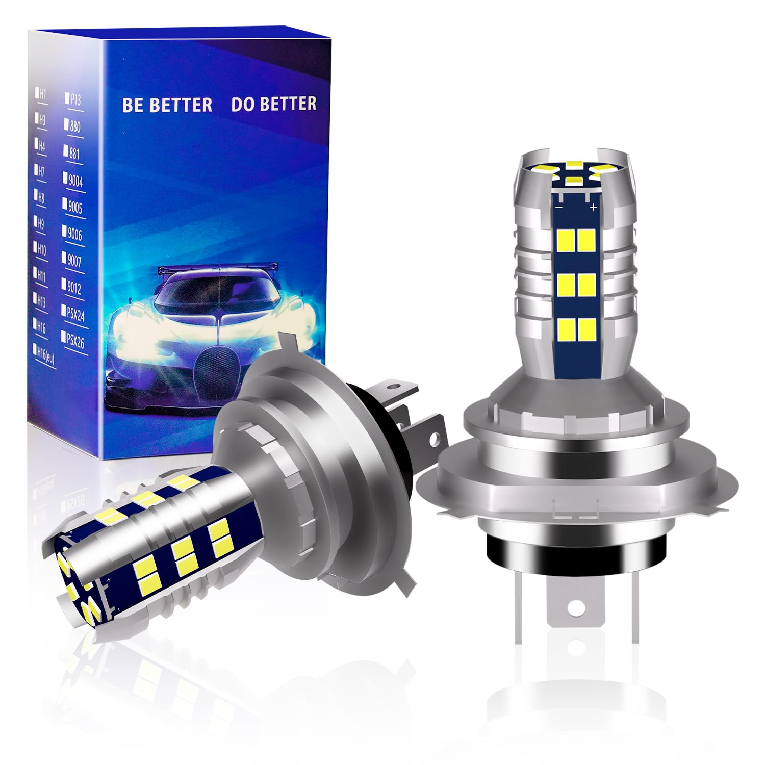 H4 LED Lampadine HS1 Moto Fari LED Alta Bassa Fascia Sostituzione per 35/35W Lampadina Alogena Moto Faro Bianco 2PCS