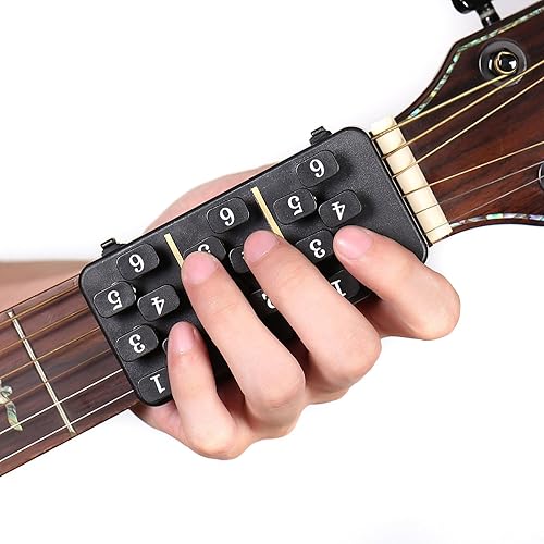 Miniatura 8 de Entrenador de acordes de guitarra, ayuda de enseñanza de dedos fácil de usar para guitarras acústicas de tamaño completo, sistema de aprendizaje