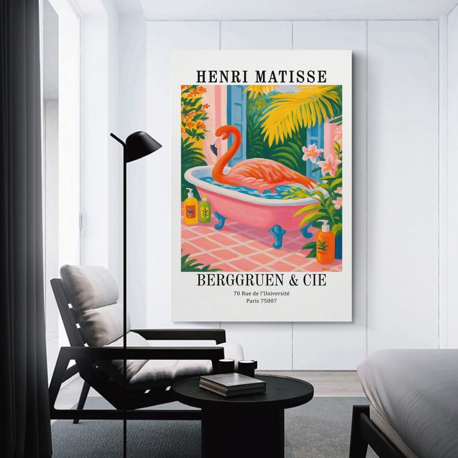 Junmoney Wall Art Print Henri Matisse Flamingo Bathing Art Print, 20x30inch(50x75cm), for Hallway, Bedroom Or Modern Interiors, Thoughtful Wall Decor for Art Lovers