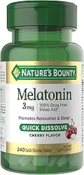 Nature’s Bounty Melatonina 3mg, Suporte, relaxamento e sono, 240 cápsulas de rápida absorção