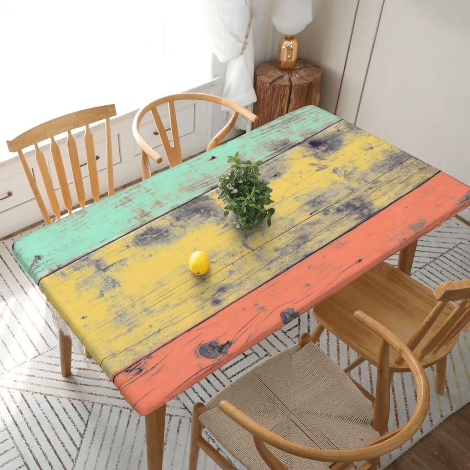 Nappe de jardin 60x30 motif bois géométrique pour repas sur la terrasse et pique-nique