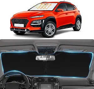 Sunshade Custom Fit 2018-2024 2025 Hyundai Kona Windshield Sun Shade, Front Window Shield Sun Visor Protector for Kona Accessories Windshield Cover Block UV Rays