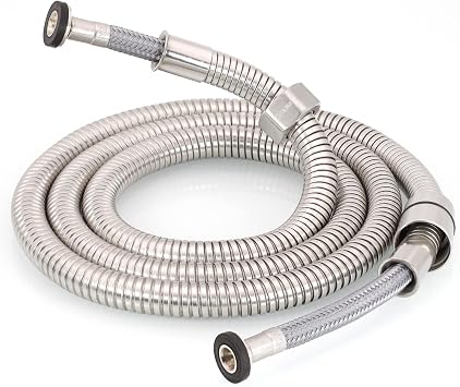 Shower Hose 59-inch Stainless Steel Double Sprial Nylon Braided Hose with 1/2'' Connector Brushed Nickel