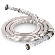 Shower Hose 59-inch Stainless Steel Double Sprial Nylon Braided Hose with 1/2 Connector Brushed Nickel