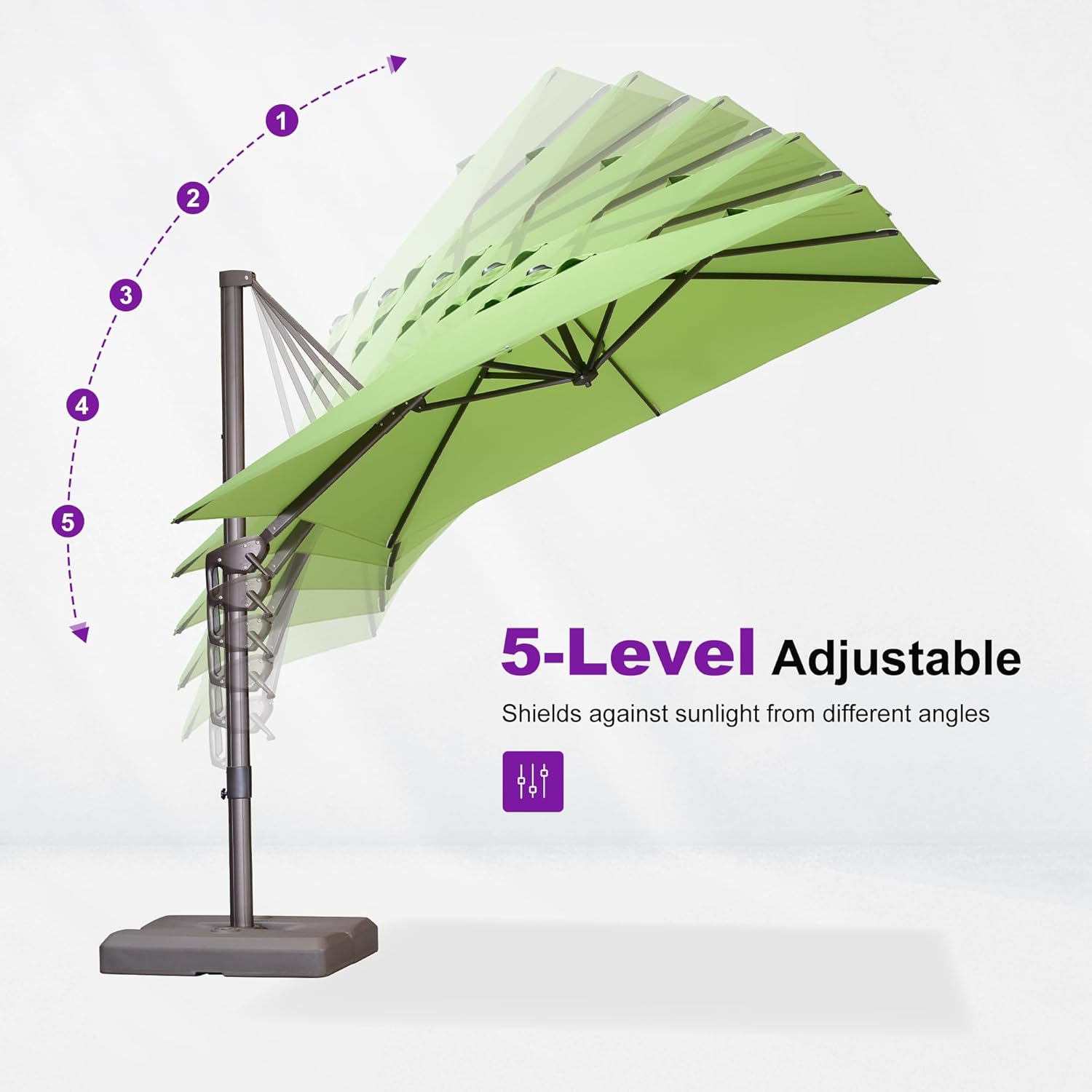 PURPLE LEAF 8' X 8' Cantilever Patio Umbrella Antique Bronze Square Umbrella with 360° Rotation and Aluminum Offset Hanging Outdoor Umbrella for Pool Garden Backyard Deck, Green