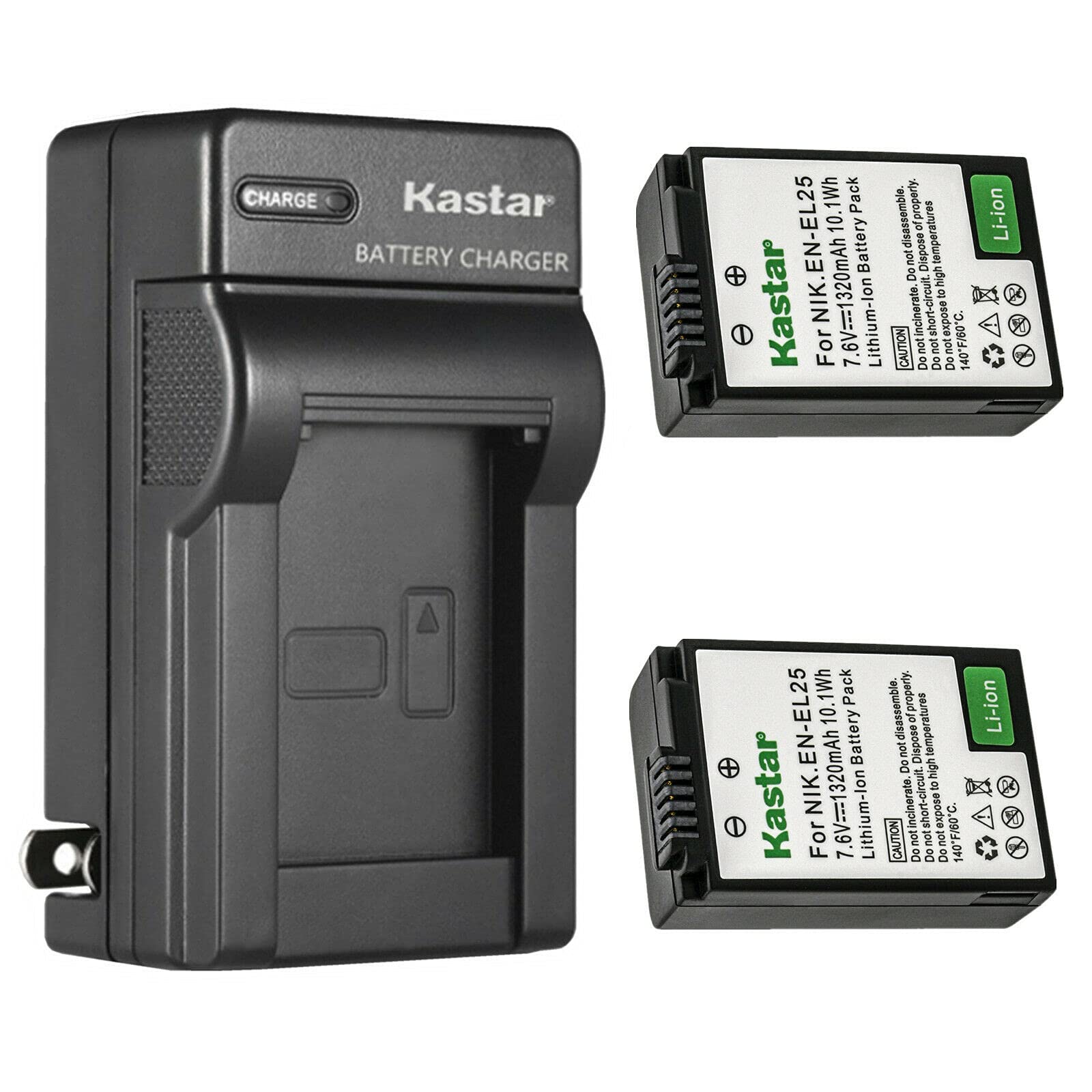 Kastar 2-Pack Battery and AC Wall Charger Replacement for Nikon Z 30 Mirrorless Camera, Z30 Creator Ready Z Series Camera