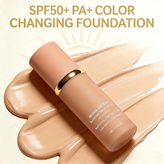 Colour Changing Foundation for Mature Skin, Biomimic 4 In 1 SPF50+, Hydrating Medium Full Coverage, Long Wear Waterproof Concealer