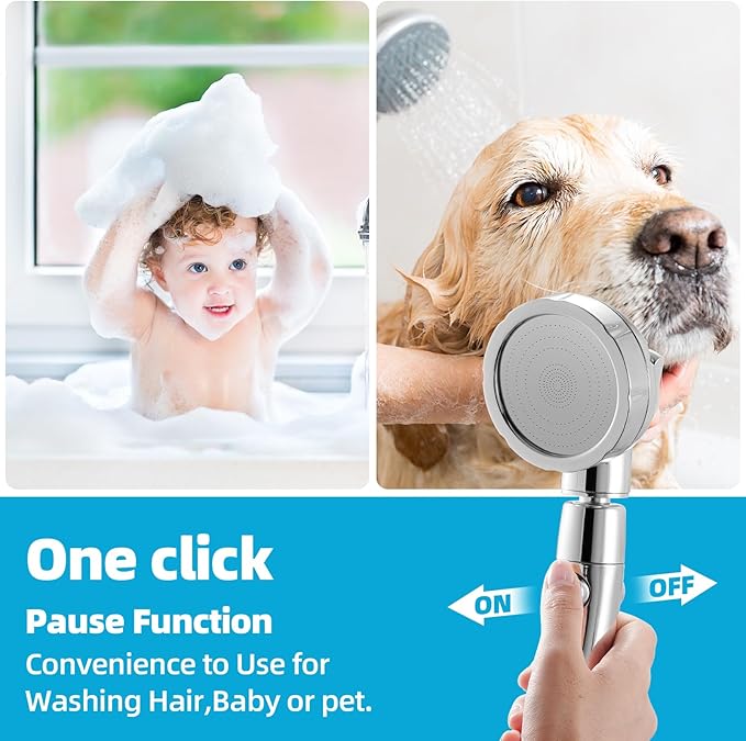 Regadera de Mano Marbrasse Alta Presión, 3 Modos, Cromo miniatura 5