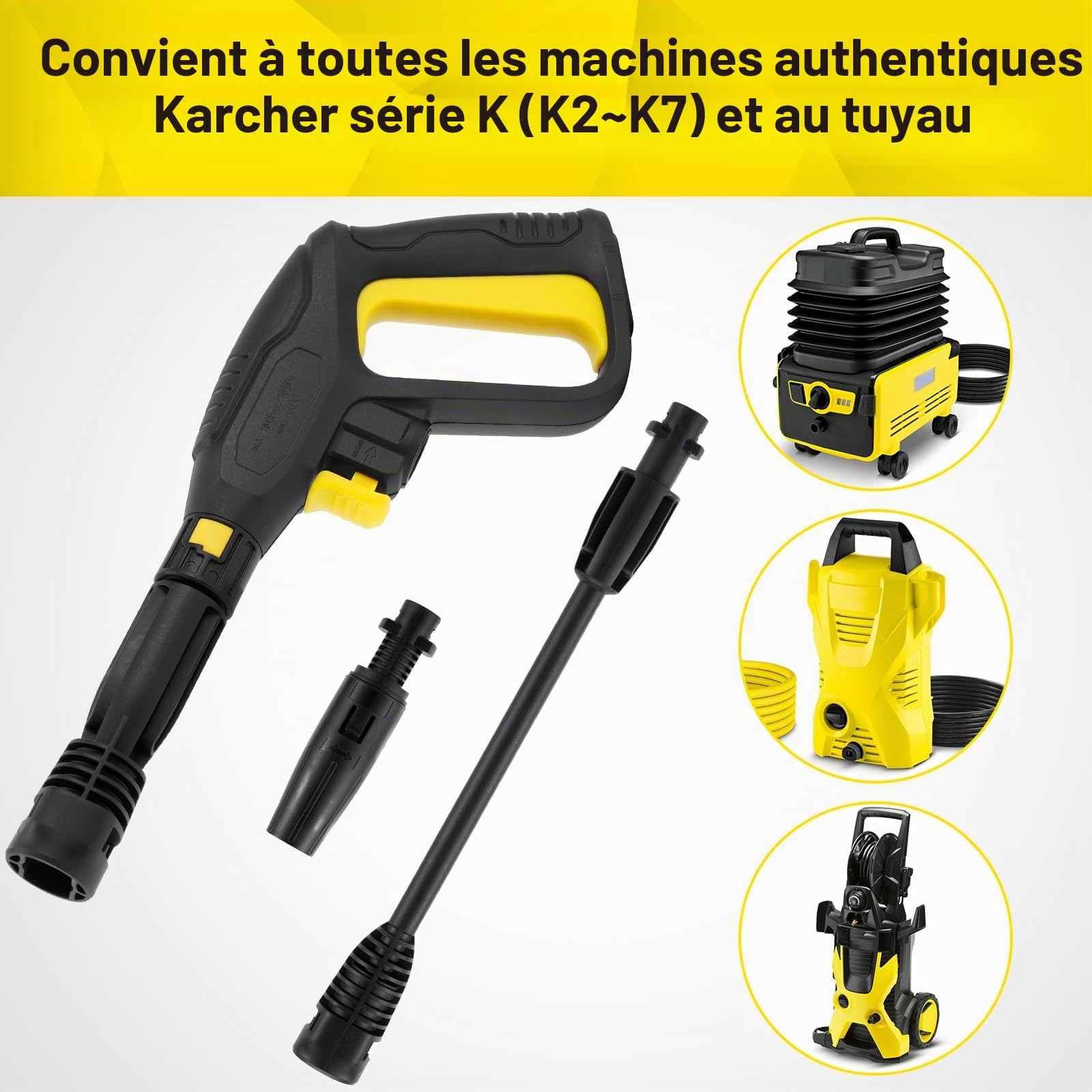 Kit de Pistolet de Nettoyeur Haute Pression Hierbla 2175 Psi pour Karcher K2-K7 Accessoires de Nettoyeur Haute Pression de Remplacement pour Tuyau Système de Connexion Rapide avec buse réglable