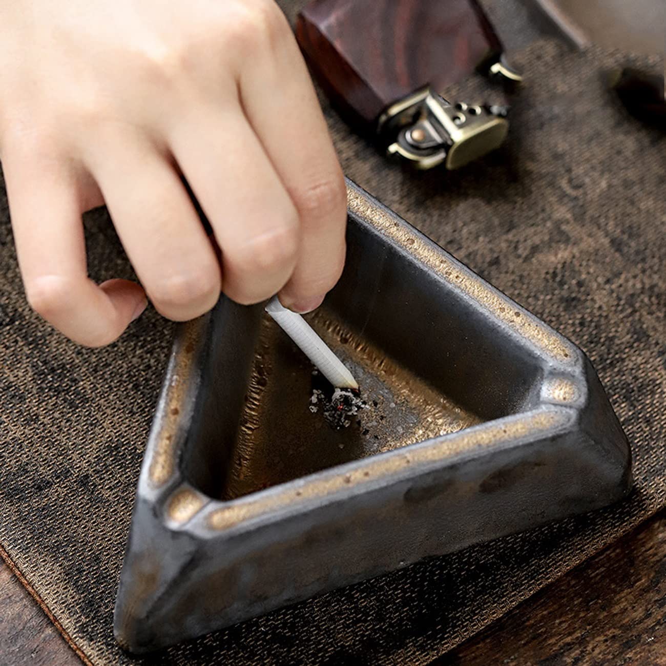 posacenere, Posacenere da tavolo in ceramica con motivo triangolare retrò, regalo for uomo e donna, creativo, for casa, soggiorno, ufficio, personalità