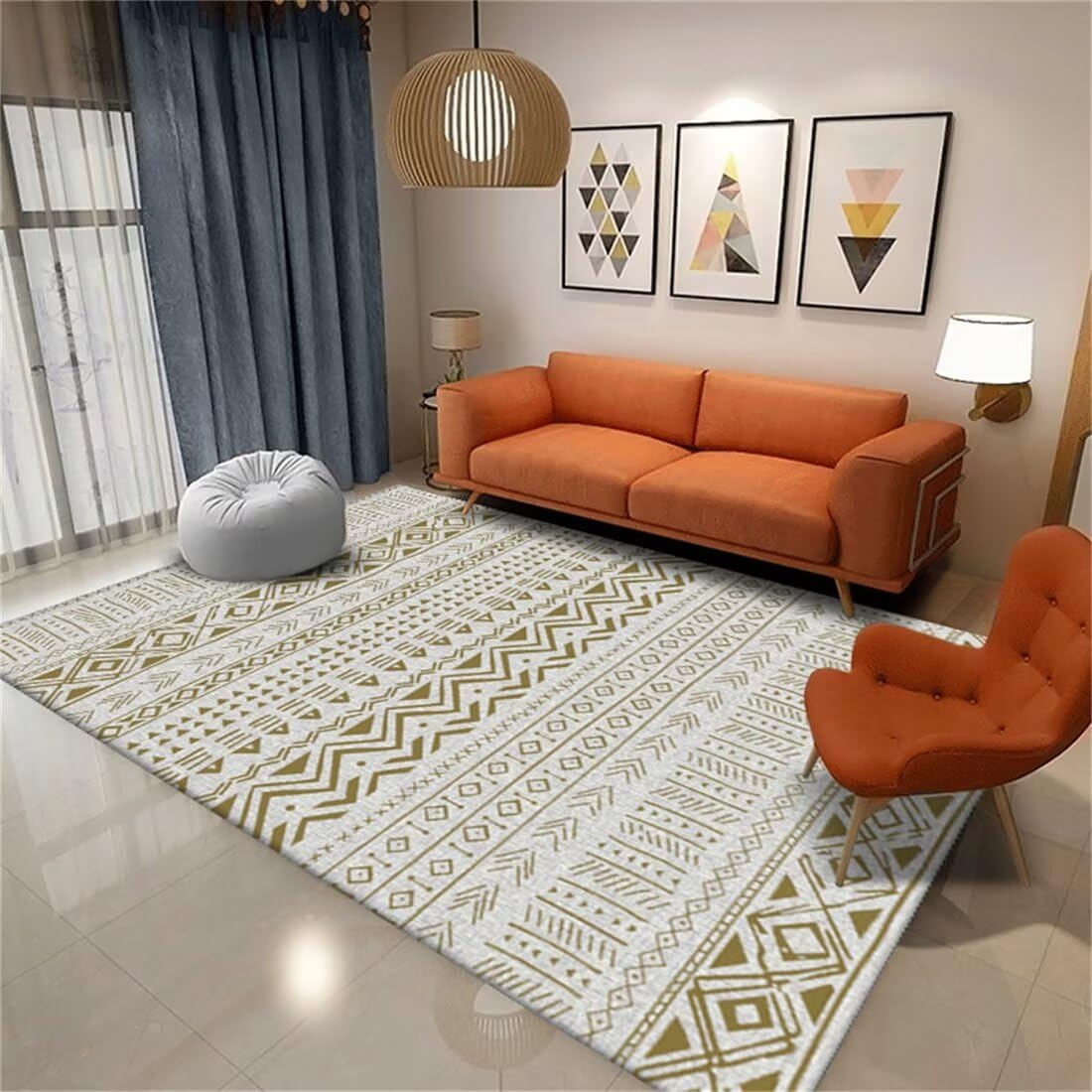 Tapis design géométrique gris-jaune pour réveiller votre chambre