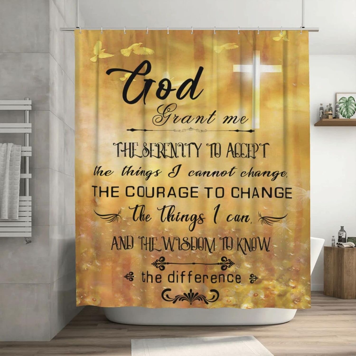 Inspirational Bible Verse Shower Curtain Christian Cross