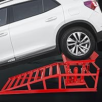 Vista 6 de Paquete de 2 rampas hidráulicas de perfil bajo de 5 toneladas, rampas de servicio de elevación ajustables para cambios de aceite, rango de altura