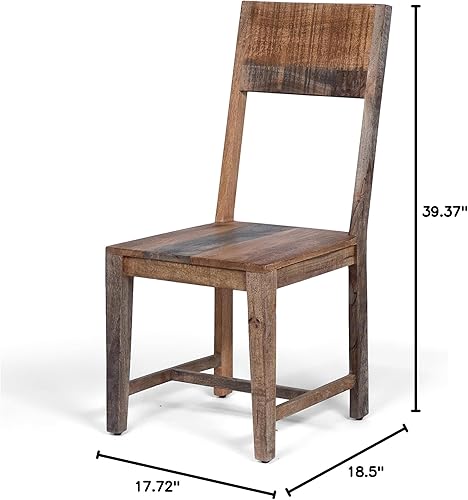 Miniatura 3 de 247 Shop at Home Alper Farmhouse - Silla auxiliar de madera de mango maciza con patas cónicas, juego de 2 para comedor, cocina, restaurante, color