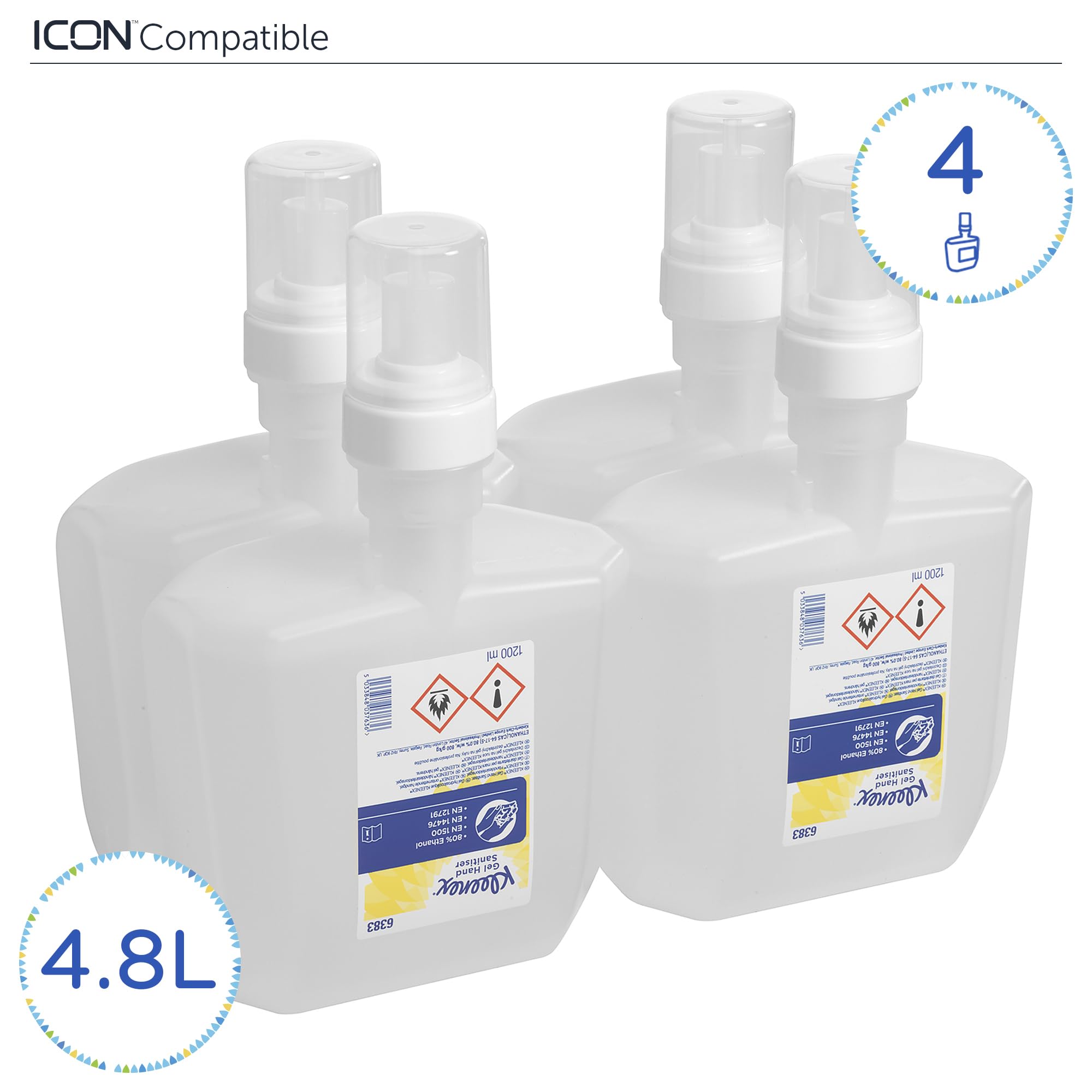 Kleenex Handdesinfektionsgel auf Alkoholbasis 6383 – 4 x 1,2 Liter Handdesinfektionsgel, Nachfüllpackung (4,8 Liter gesamt)