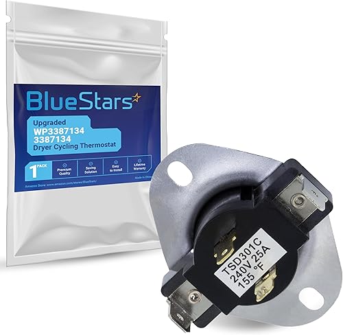 BlueStars WP3387134 3387134 - Termostato de ciclismo para secadora - Compatible con secadores Whirlpool Kenmore - Sustituye a AP6008270 306910