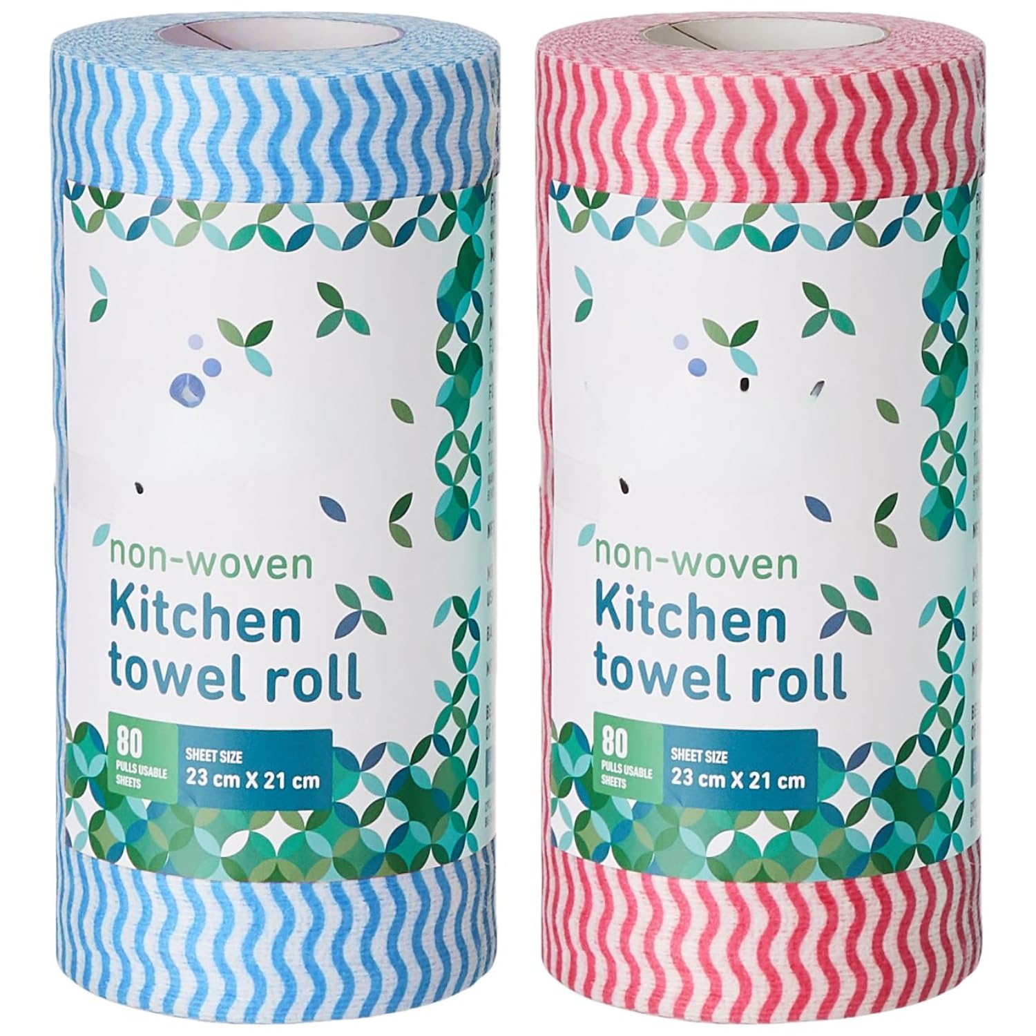 Non-Woven Kitchen Towel Roll, 80 Pulls per Roll, 23 x 21 cm, Wavy Pattern, Washable & Reusable Cleaning Towels, Highly Absorbent Kitchen Wipes for Cleaning, Drying & Daily Use (2Pcs-Multicolor)-image-35