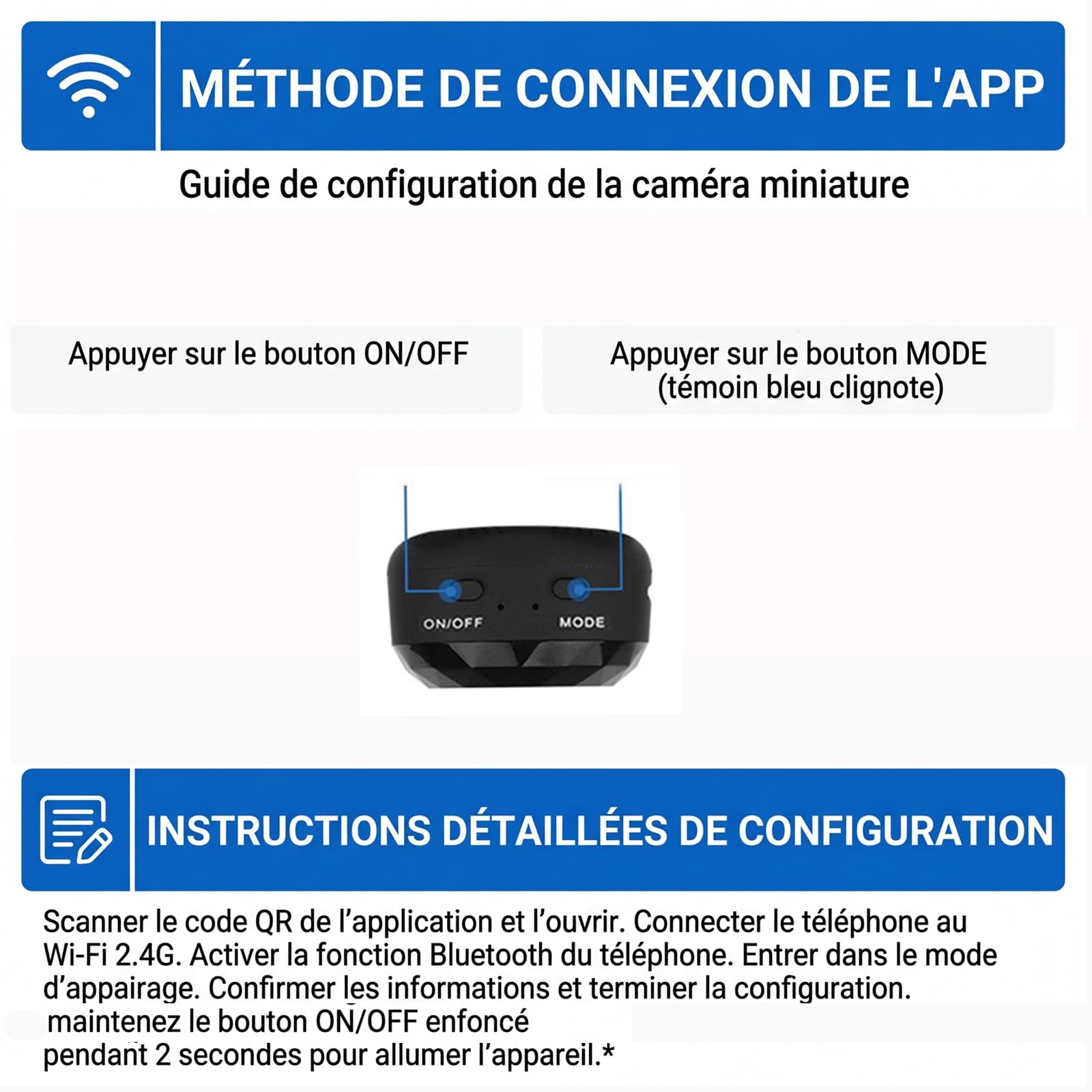 Camera Espion Mini sans Fil WiFi 1080P Caméra Espion Invisible Micro Petite Extérieur Discrete a Distance Maison de Interieur Extérieur Surveillance Spy Cam Grande Enregistrement Black