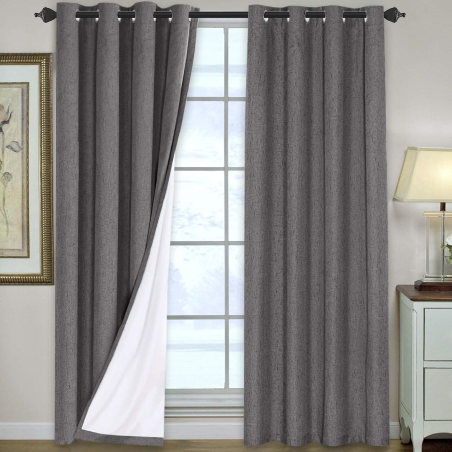 Linen Blackout Curtains 96 Inches Long 100 Total Blackout HeavyDuty