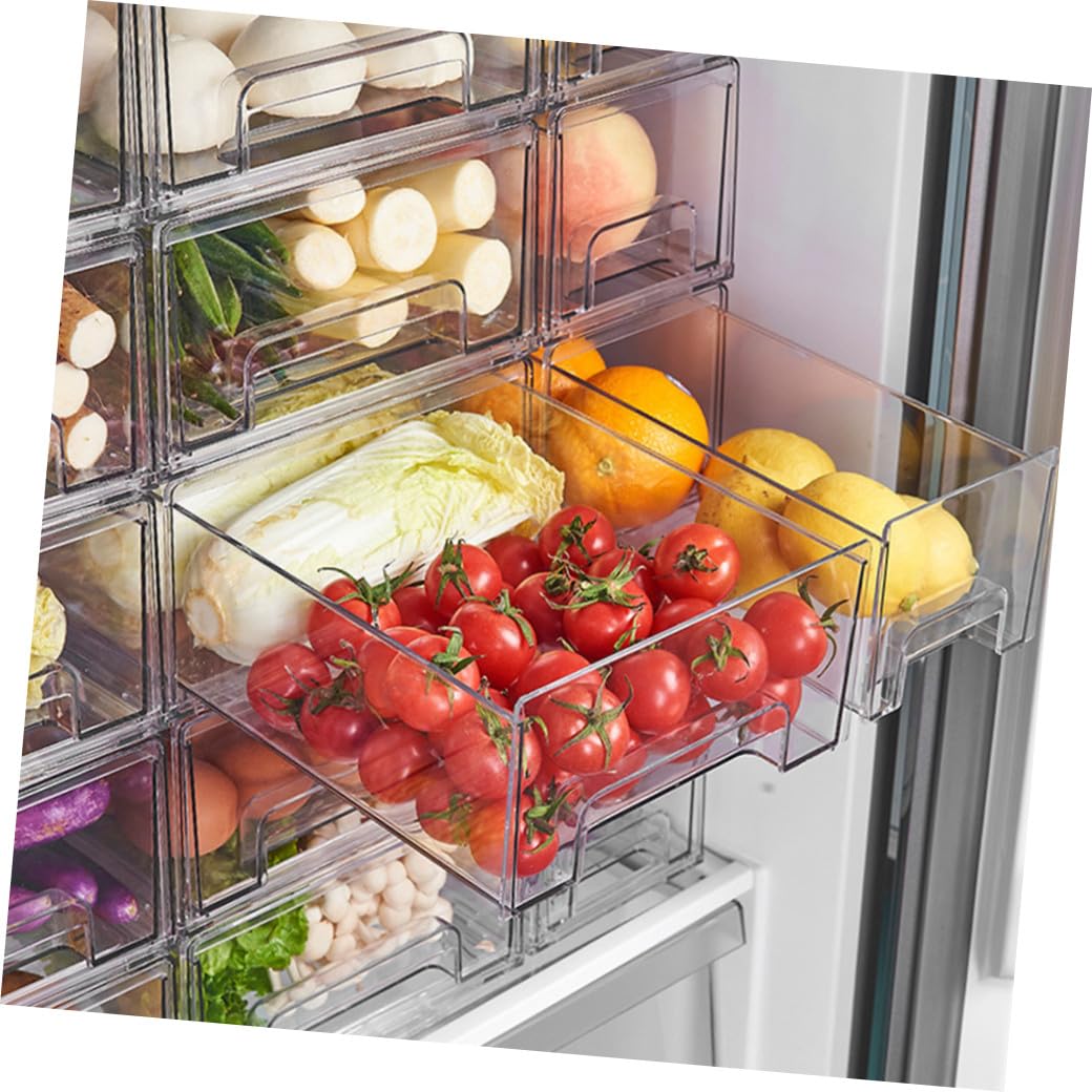 NUOBESTY Organizador para Nevera Gran Capacidad, Caja de Almacenamiento Pet Transparente, Fácil de Limpiar y Extraer, Adecuado para Congelador y Armarios de Cocina