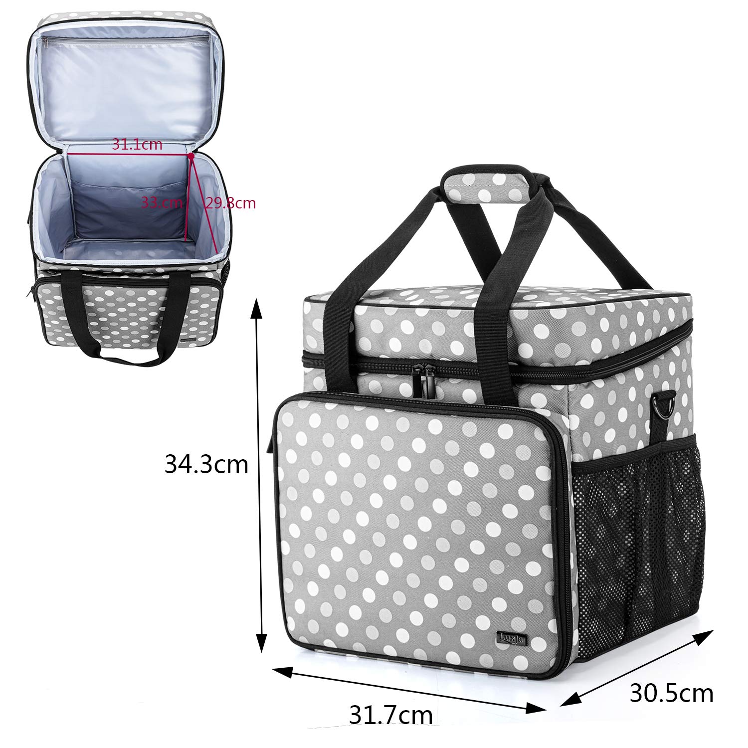 Luxja Overlock Trolley, Abnehmbarer Nähmaschinentrolley für Meiste Gängigen Haushaltsnähmaschinen, Overlock Koffer mit Abnehmbarem Trolley für Transport und Aufbewahrung