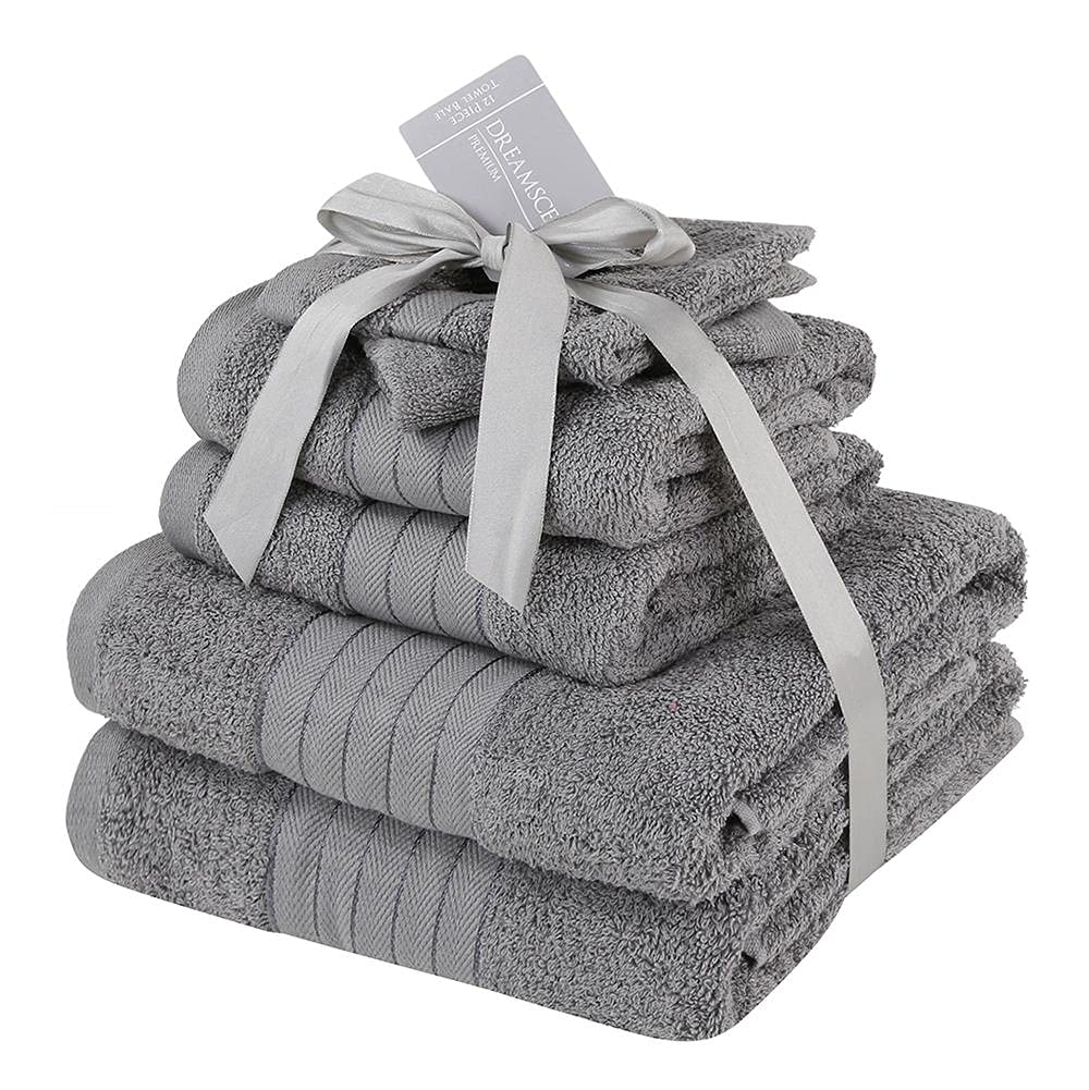 Brentfords 100% Cotton Bathroom Hand Towels - Premium Quality, Super Absorbent & Quick Drying Flannel - 50 x 80cm – Luxury Set of 10 - Grey — image 1