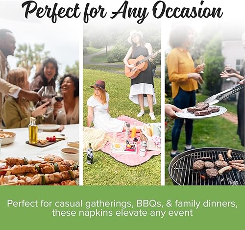 Miniatura 5 de SimuLinen Servilletas desechables de papel negro Bistro, biodegradables para fiestas, barbacoas, almuerzos, portón trasero, 15.5 x 15.5 pulgadas,