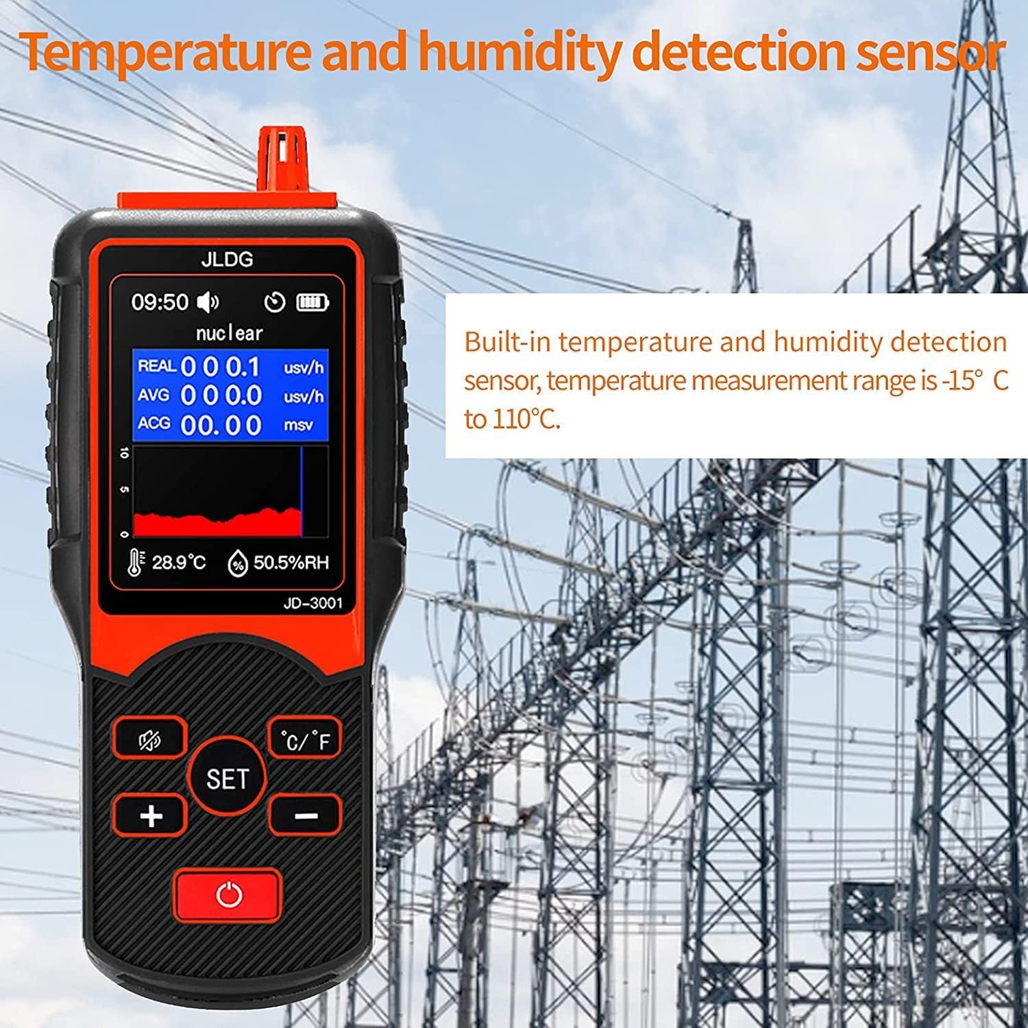 KLUFO Geiger Counter Nuclear Radiation Detector,a,β,y and X-Ray Tester Electromagnetic Nuclear Radiation Detector Real Time Monitoring Automatic Exceedance Alarm with Fault Self-Check Function