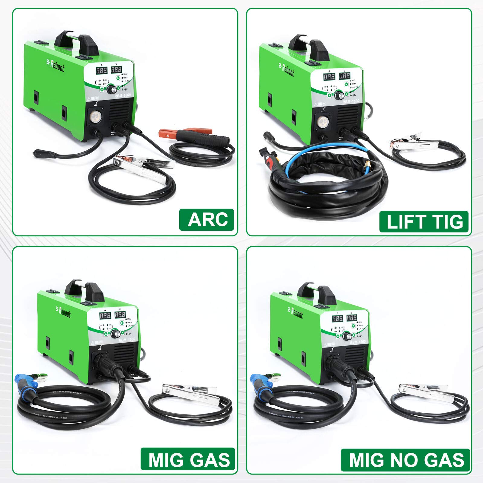 Reboot MIG Welder Gas/Gasless,MIG160 4 in 1 Flux Core/Solid Welding