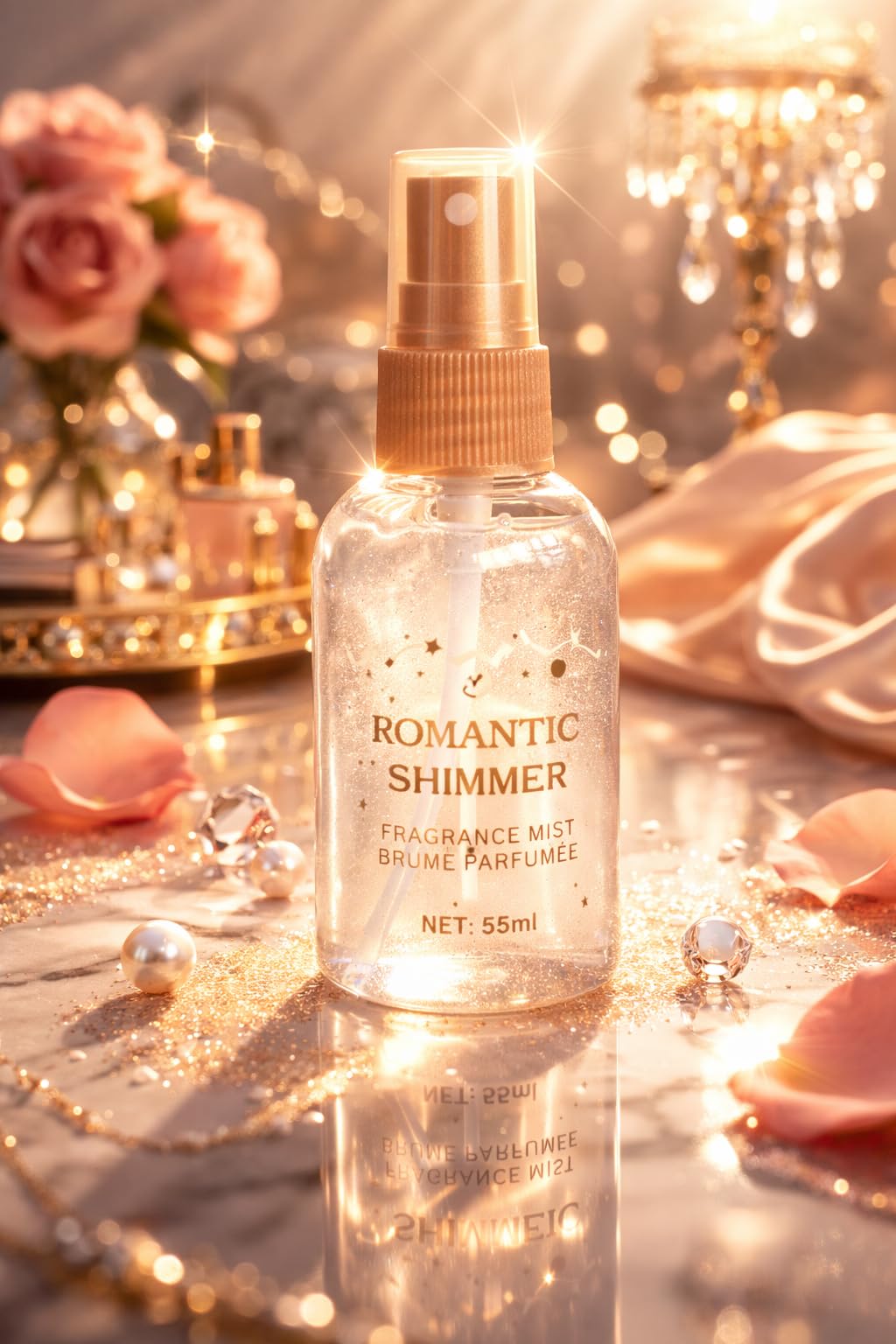 Romantic Shimmer Fragrance Mist, Shimmer Body Spray with Glitter Particles, 55ml, Rose Gold Spray Bottle-image-36