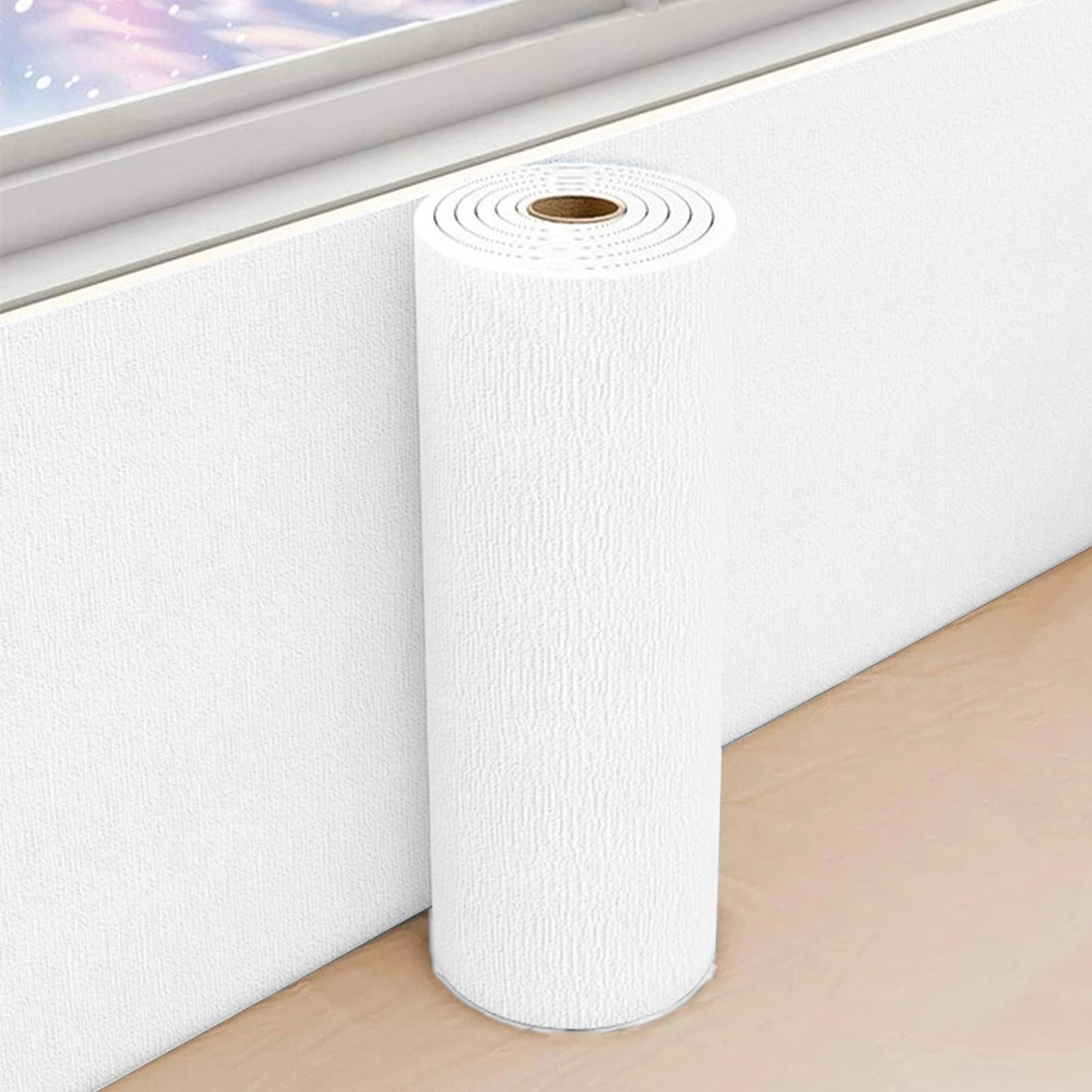 Isolante Termico Adesivo Rotolo di Carta da Parati Antimuffa/Anti Umidità/Impermeabile - Carta da Parati Adesiva Muro Moderna per Camera da Letto Soggiorno Nasconde le Imperfezioni(Bianca,50cmx5m)
