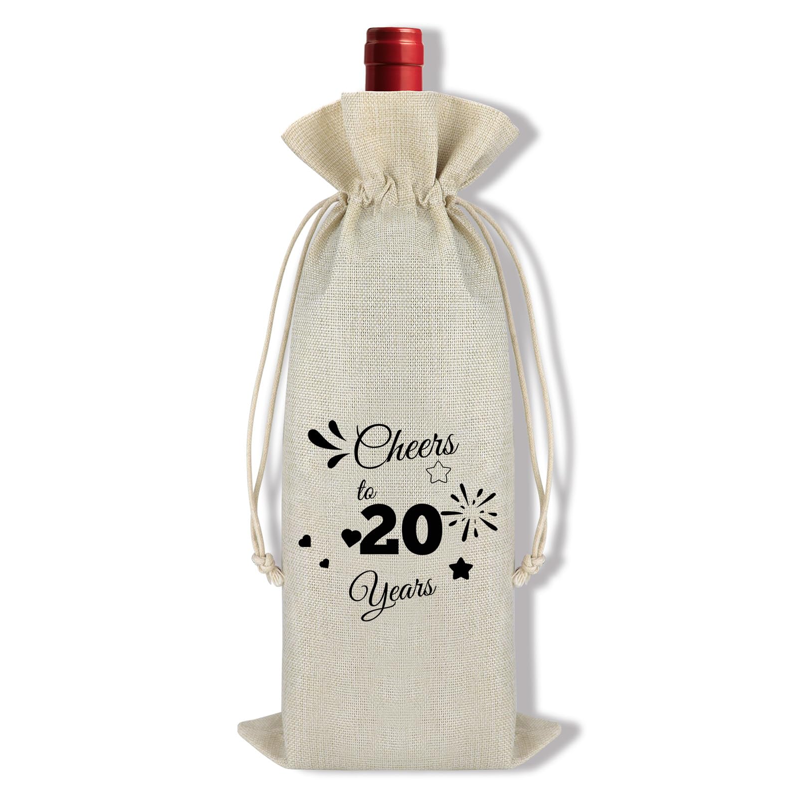 Ximalun 20th Anniversary Wine Bag Gifts for Couple, Husband, Wife, Parents, Friend - Unique Happy 20th Wedding Anniversary Decorations for Women, Men - Size: 36x16cm