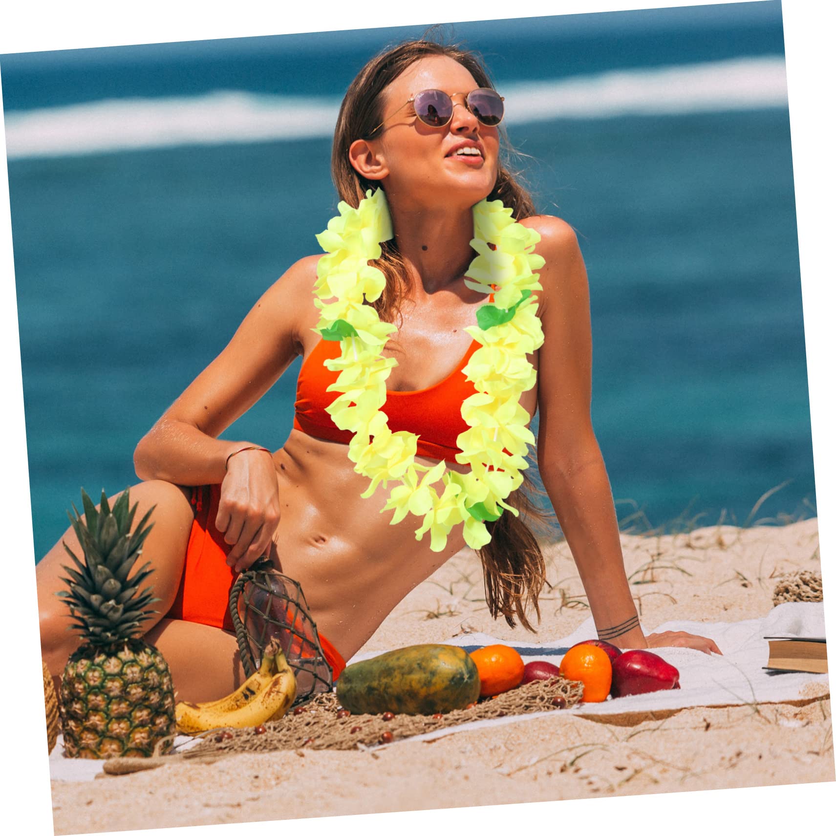 TEHAUX 12piezas Collar Hawaiano Guirnaldas Hawaianas Decoración Floral Hawaiana Guirnalda De Verano Adulto