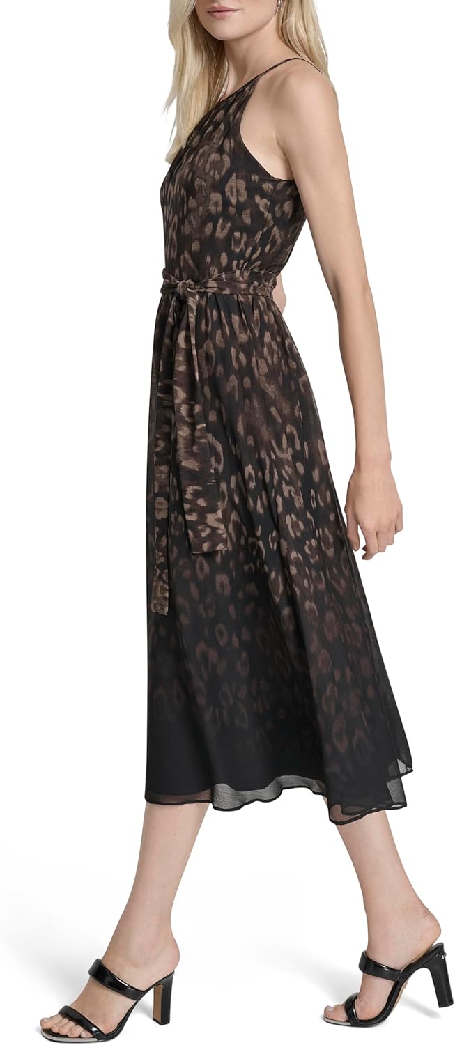 DKNY Womens Sleeveless Halter Midi Dress - Image 3