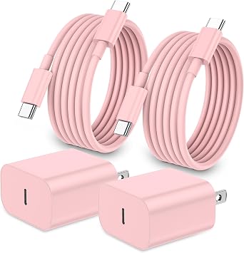 iPhone 17 16 15 Charger Fast Charging,2Pack 20W Apple iPad USB C Wall Chrager Block with 6FT USB C to C Cable for iPhone 17/Pro/Pro Max/17 Air/ 16/16 Pro/16 Pro Max/15/Plus/Pro/Pro Max Pink
