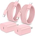 iPhone 17 16 15 Charger Fast Charging,2Pack 20W Apple iPad USB C Wall Chrager Block with 6FT USB C to C Cable for iPhone 17/Pro/Pro Max/17 Air/ 16/16 Pro/16 Pro Max/15/Plus/Pro/Pro Max (Pink)