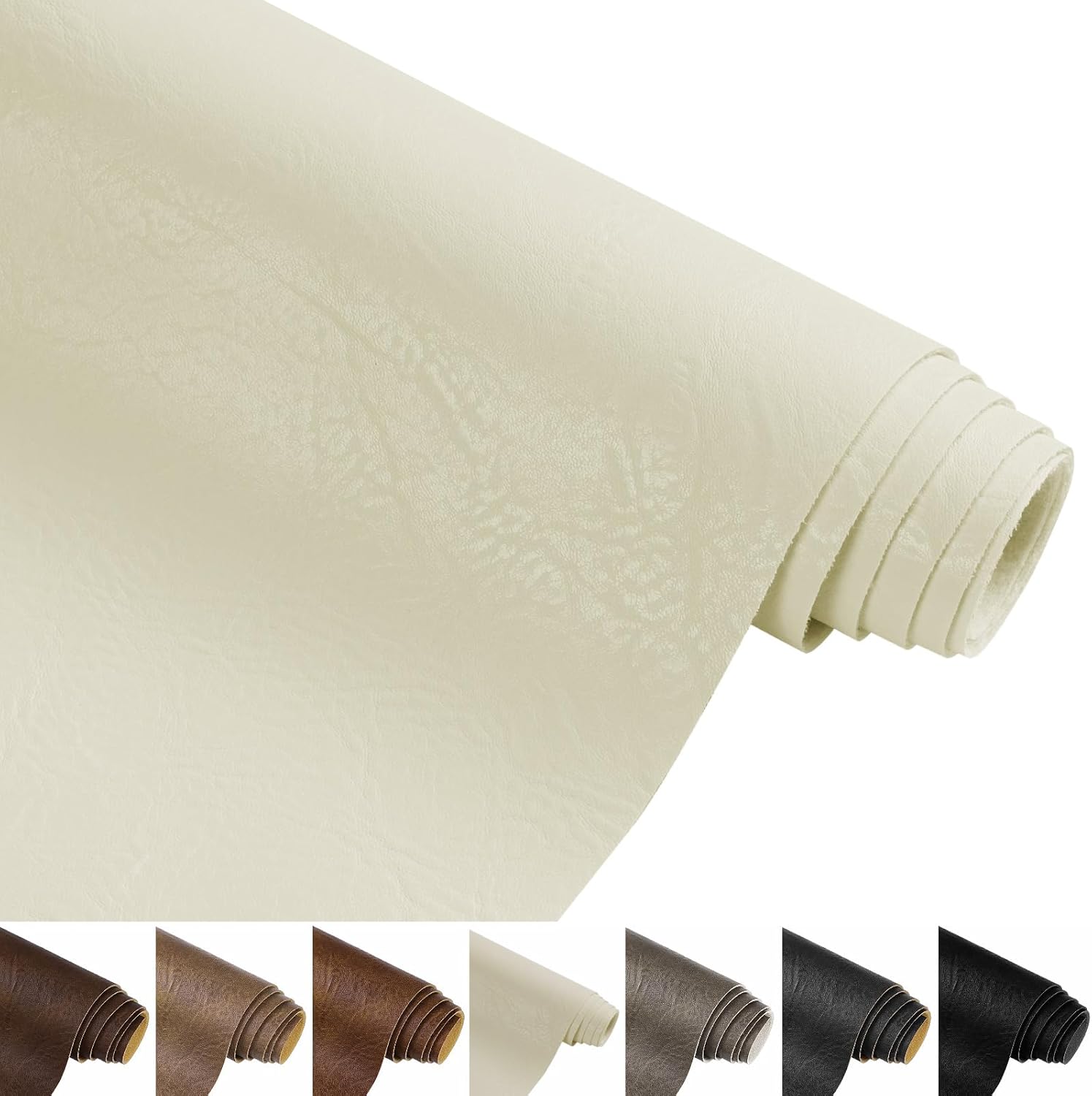 Faux Leather Fabric, 1.0mm Thick Vinyl Upholstery Fabric 55" x 72", Soft Fake Leather Fabric by The Yard for Sofa Chairs Bags Car Seats Furniture DIY Crafts