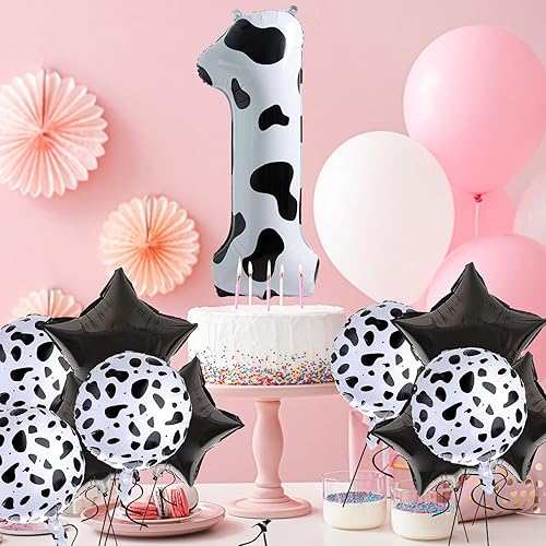Miniatura 3 de 5 globos con estampado de vaca, globos de número de 40 pulgadas, 2 globos con estampado de vaca blanca, globos temáticos de vaquera occidental para